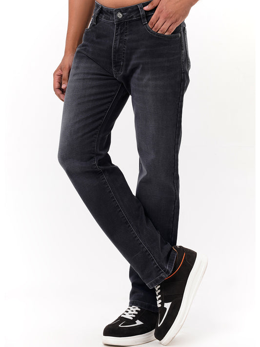 Men Dark Grey Straight Fit Denim
