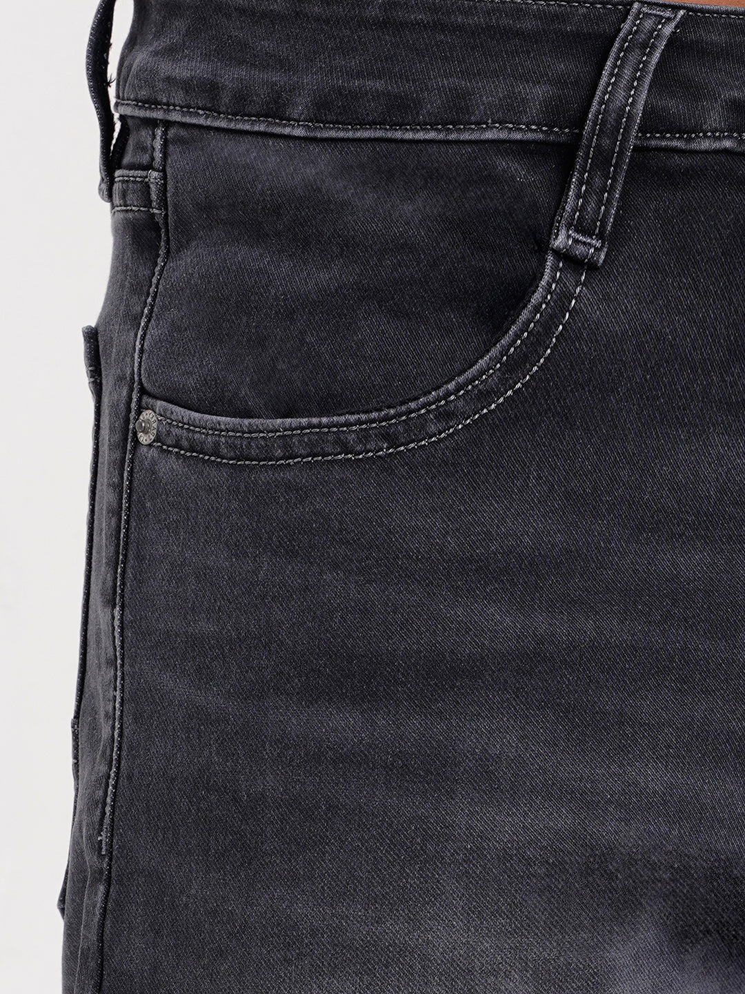 Men Dark Grey Straight Fit Denim