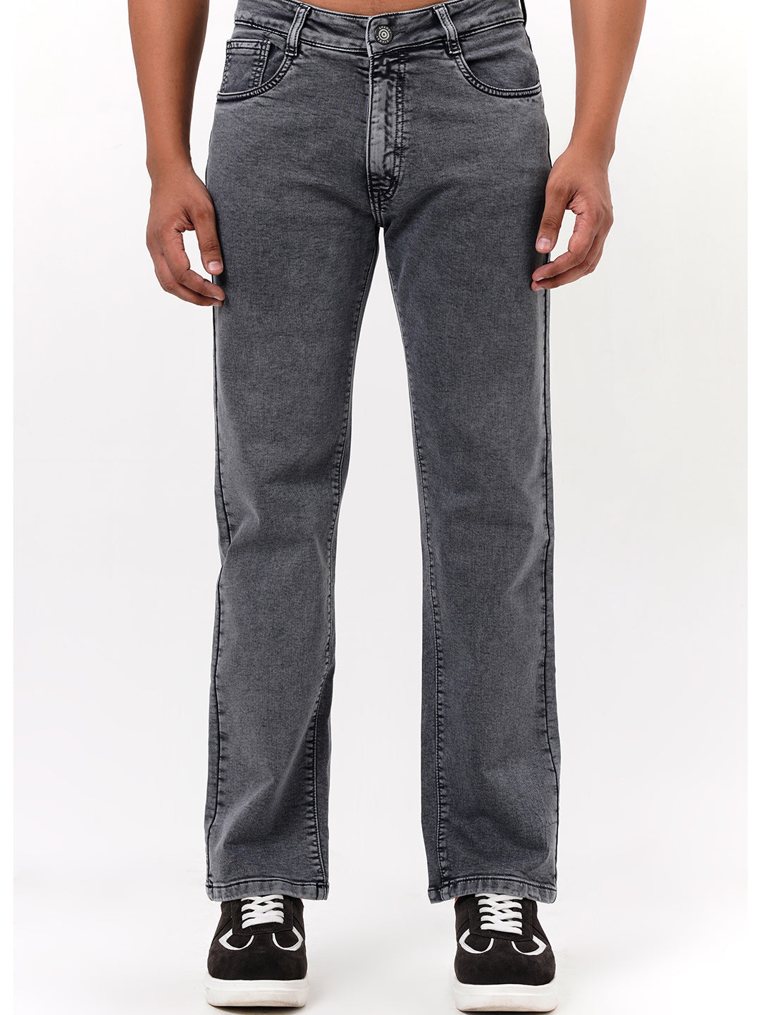 Men Light Grey Straight Fit Denim