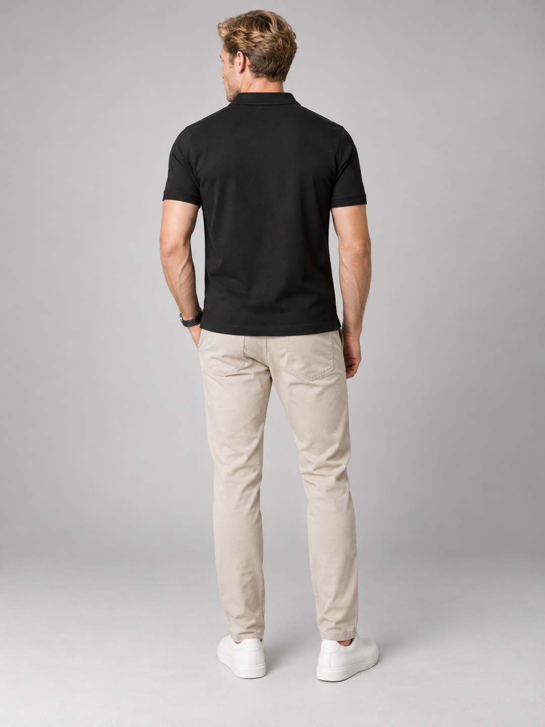 Men’s Premium Cotton Blend Half Sleeve Zipper Polo T-Shirt