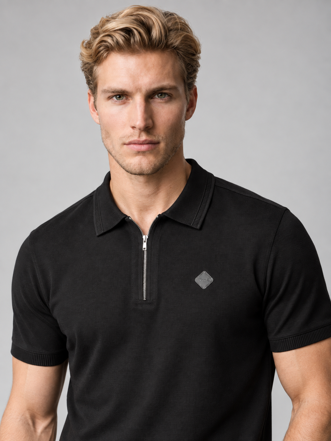 Men’s Premium Cotton Blend Half Sleeve Zipper Polo T-Shirt