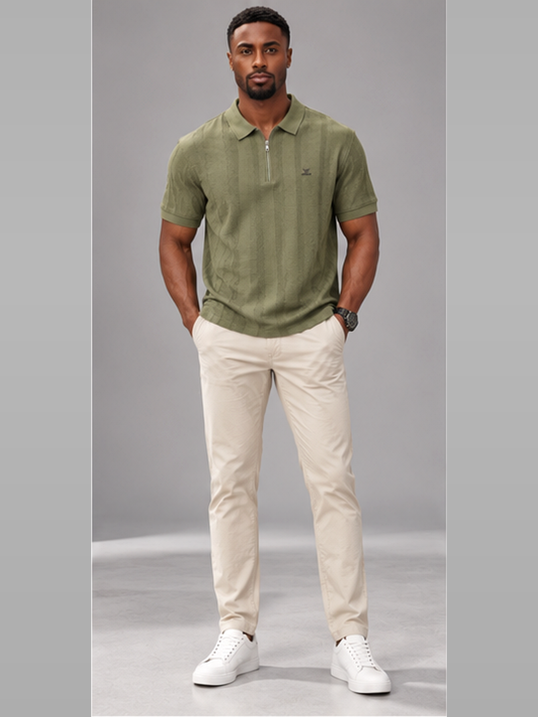 Men’s Premium Cotton Blend Polo Half Zipper T-Shirt