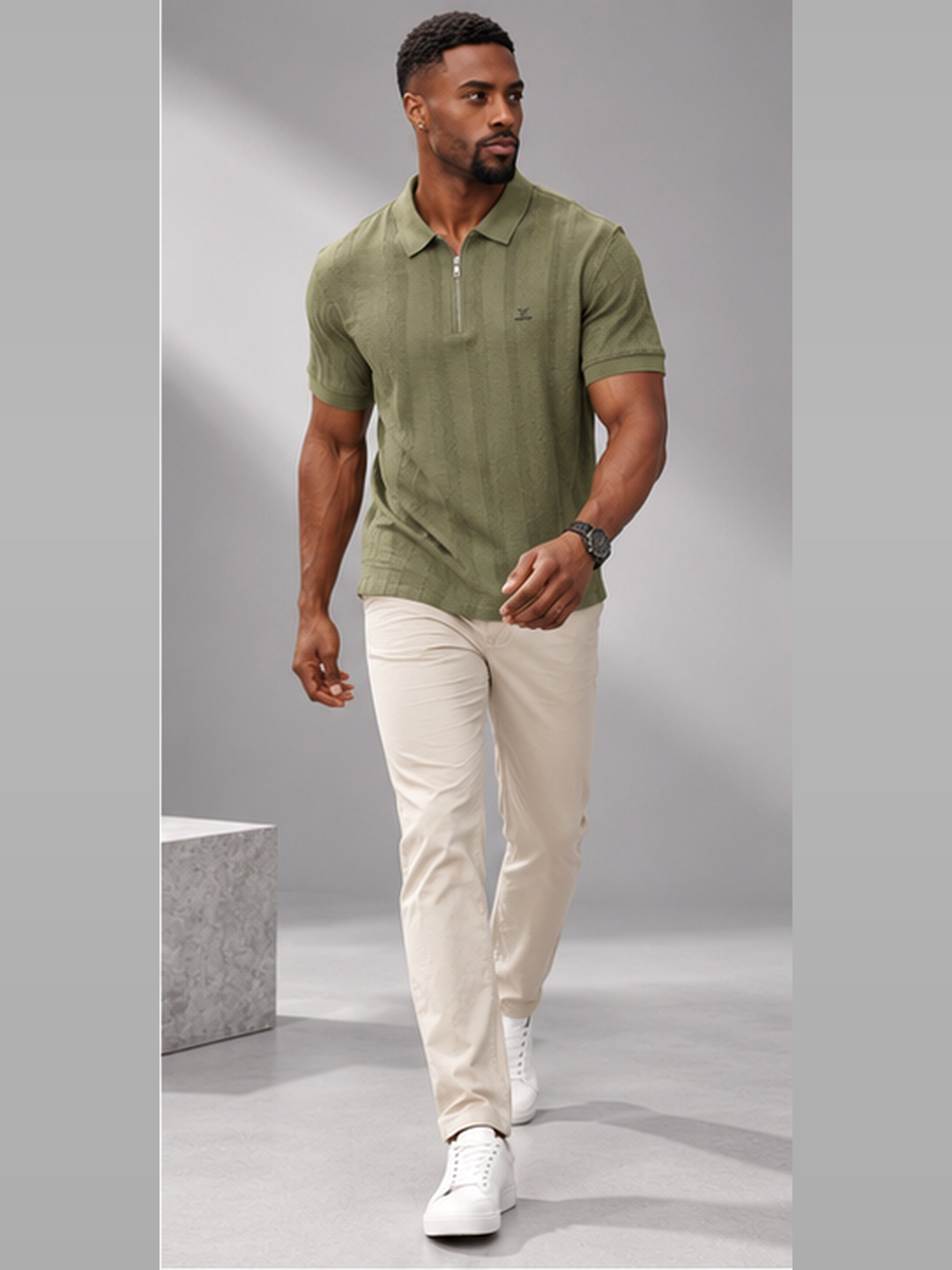 Men’s Premium Cotton Blend Polo Half Zipper T-Shirt