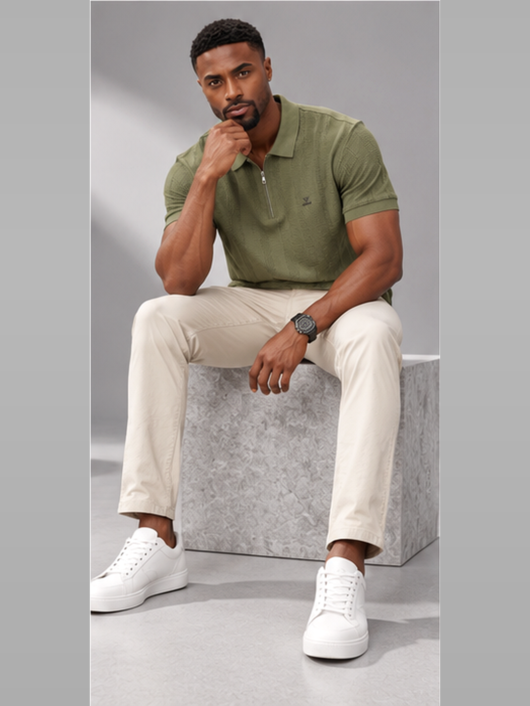 Men’s Premium Cotton Blend Polo Half Zipper T-Shirt