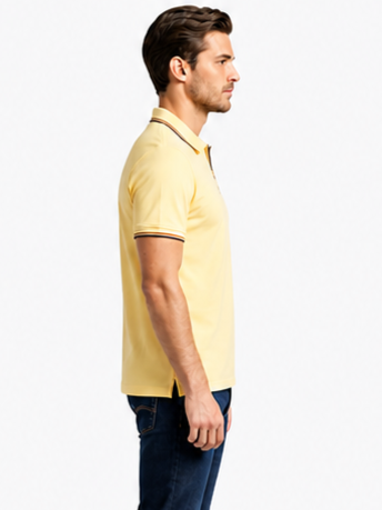 Sparky Men Polo Collar Zip Yellow T-Shirt | Soft Cotton Stylish Casual Wear