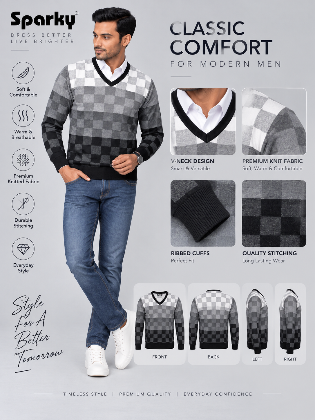 Men's Premium Full Sleeve V-Neck Sweater