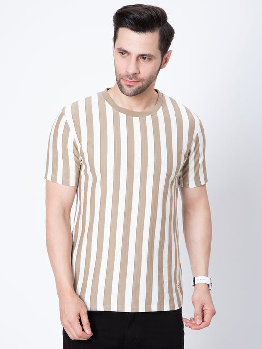 Mens Round Neck Vertical Stripers Tshirt