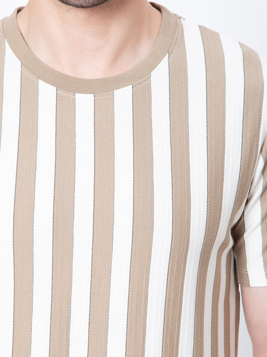 Mens Round Neck Vertical Stripers Tshirt