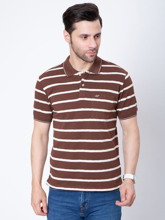 Mens Polo Neck Horizontal Striper Polo Neck Tshirt