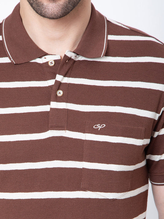 Mens Polo Neck Horizontal Striper Polo Neck Tshirt