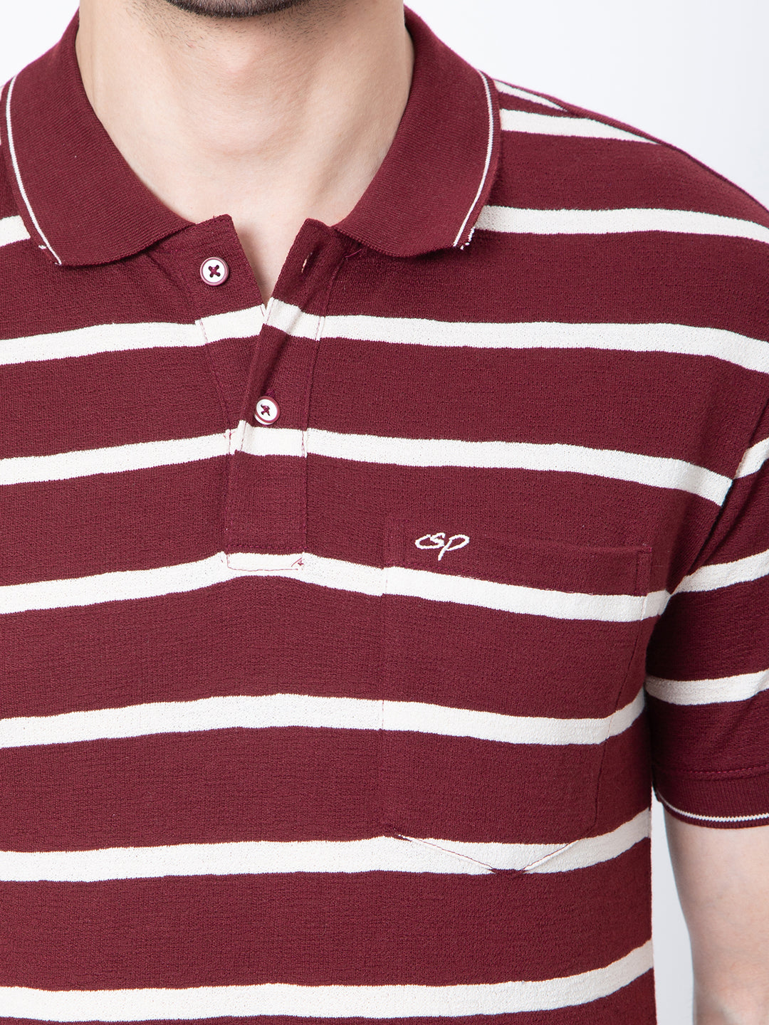 Mens Horizontal Striper Polo Neck Tshirt