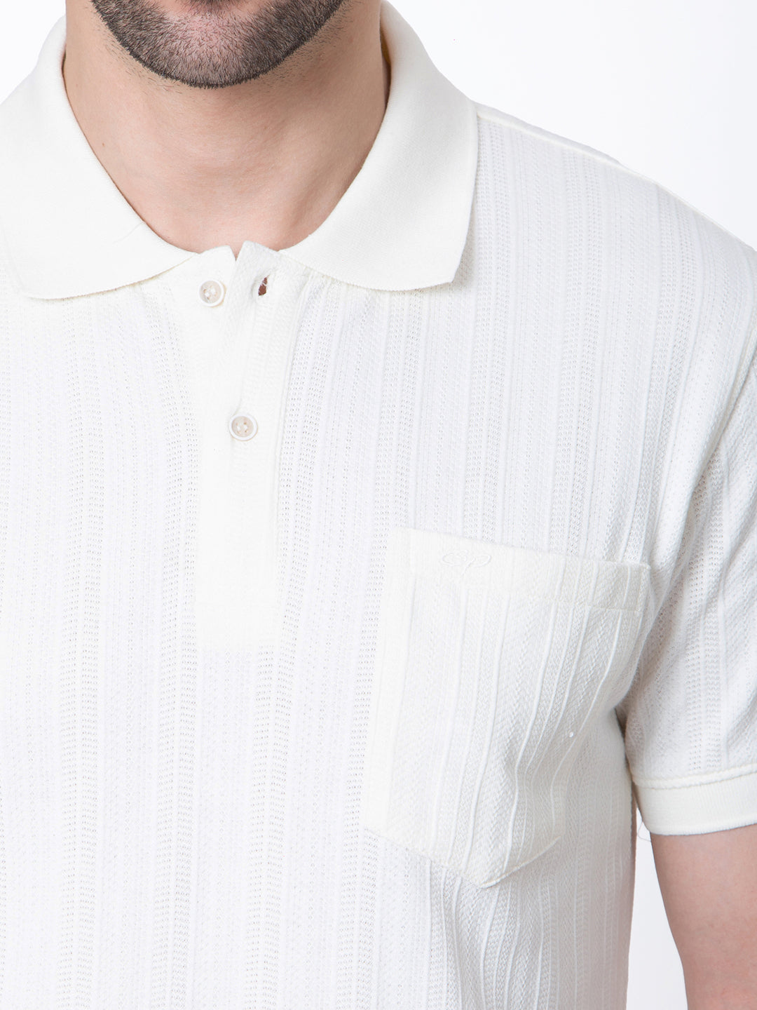 Mens Waffle Knit Polo Neck Tshirt