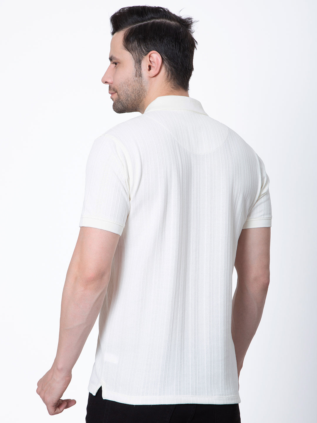 Mens Waffle Knit Polo Neck Tshirt