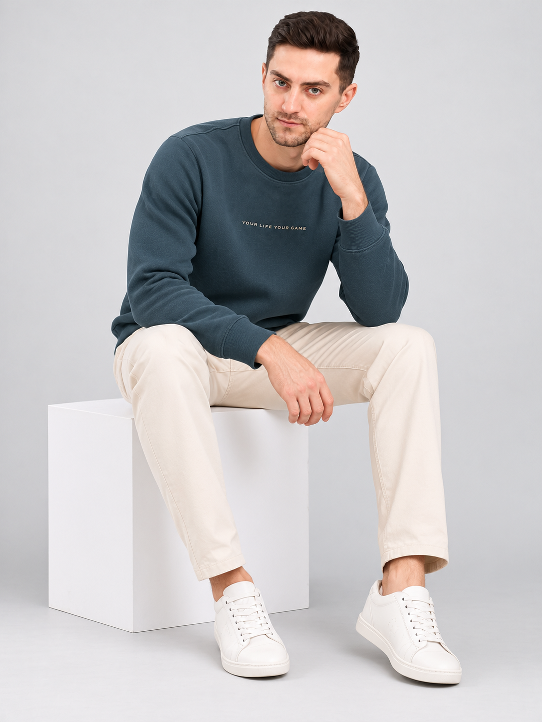 Teal Blue Colour Regular Fit  Primium Sweatshirt