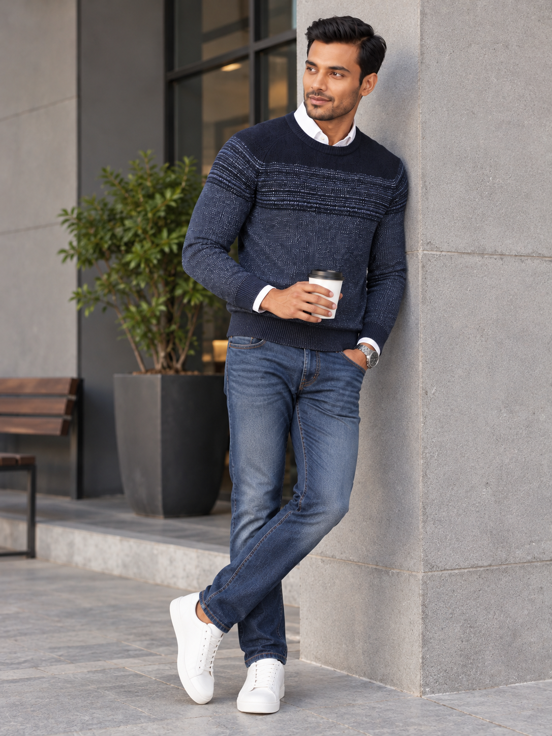 Men Solid Round Neck Full Sleeve Sweater