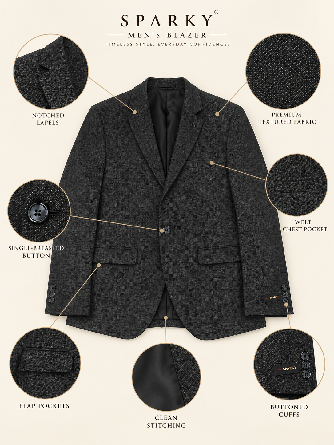 Men’s Premium Stylish Blazer Classic Single-Breasted Blazer