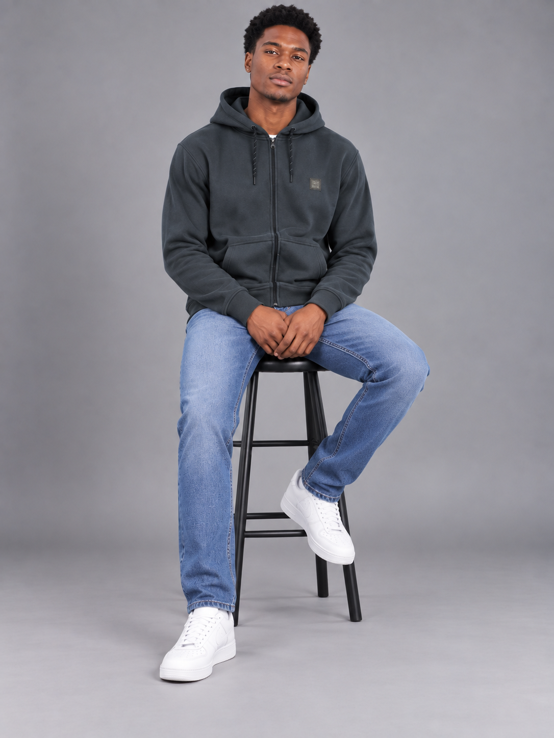 Grey Colour Regular Fit  Primium Hooded Sweatshirt