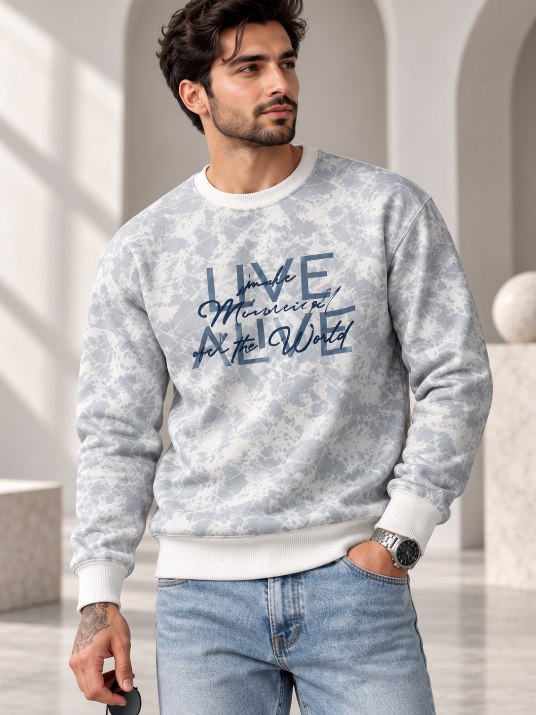 White Colour Regular Fit  Primium Sweatshirt