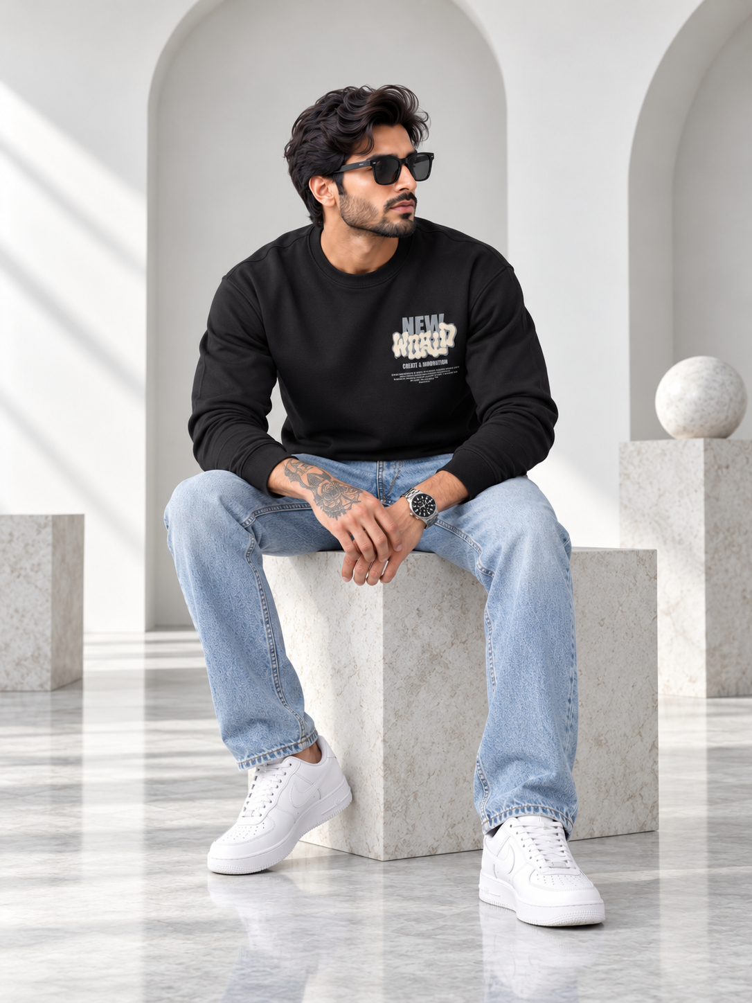 Black Colour Regular Fit  Primium Sweatshirt