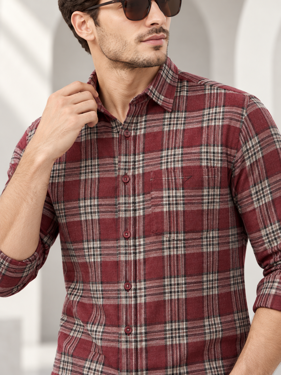 Men’s Premium Solid Casual Check Shirt