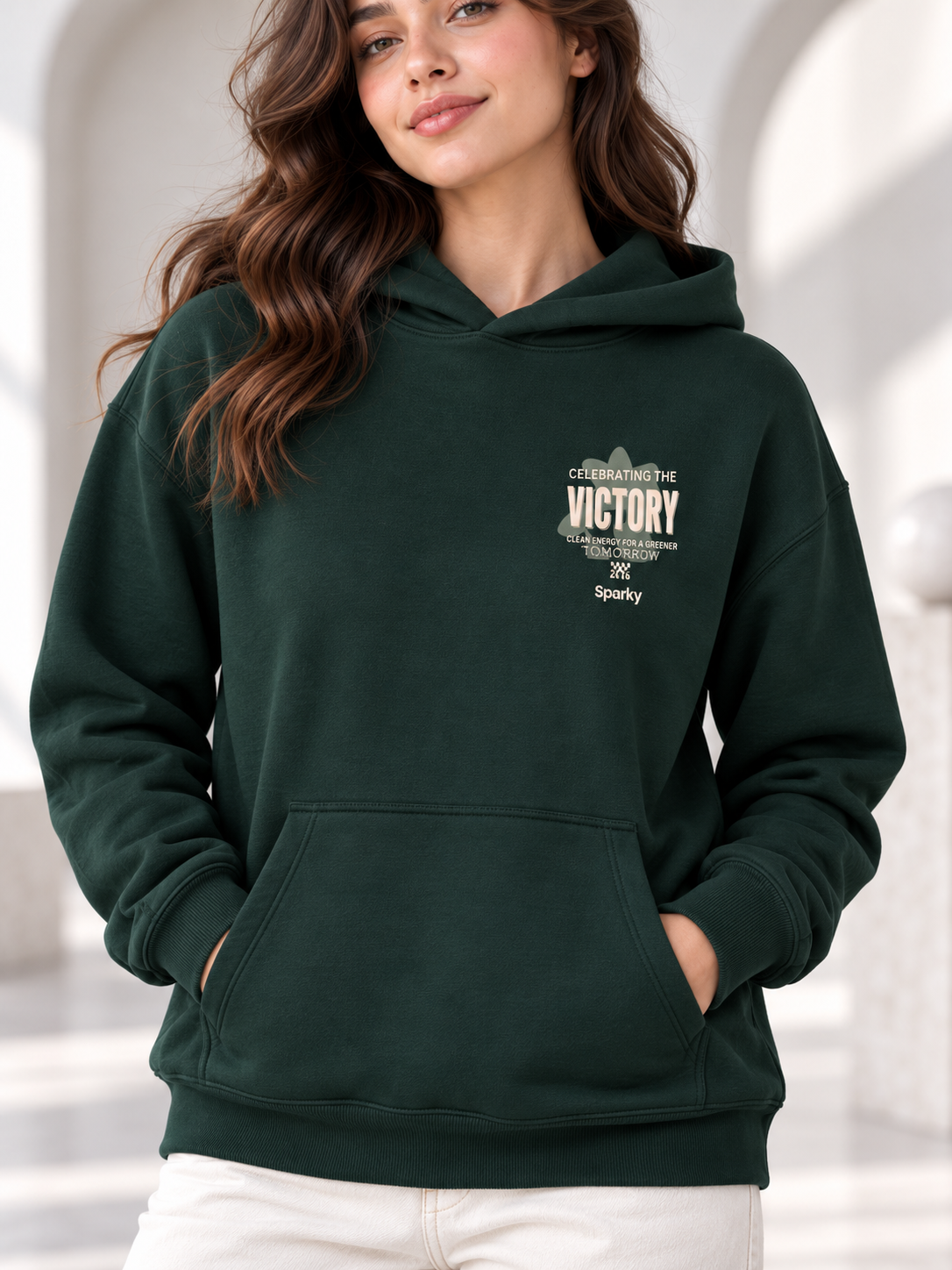 Women’s Primium Sweatshirt Green Colour Wolid Hooded