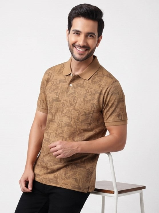 Men Brown Color Solid Polo T-Shirt