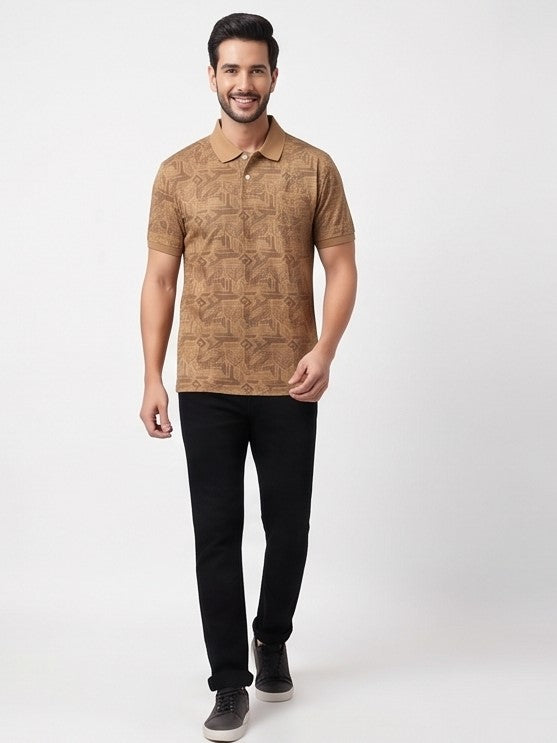 Men Brown Color Solid Polo T-Shirt