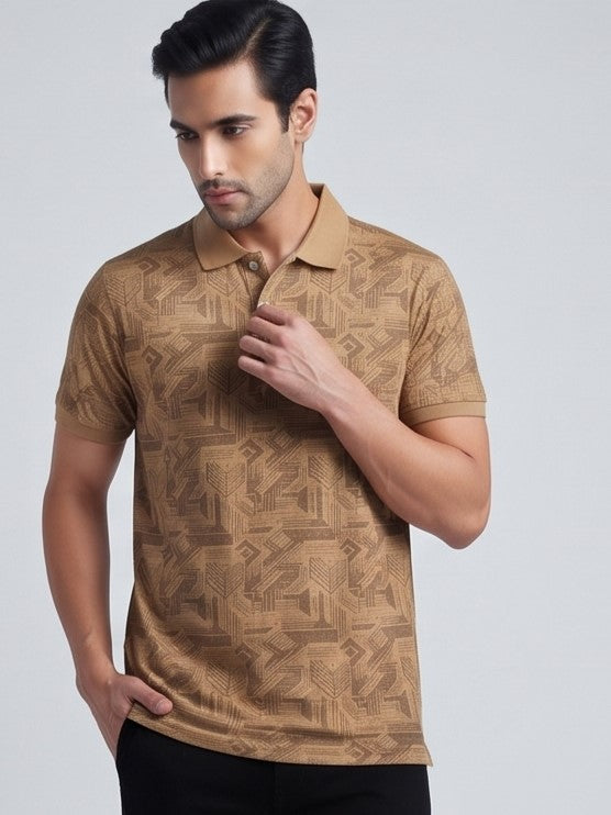 Men Brown Color Solid Polo T-Shirt