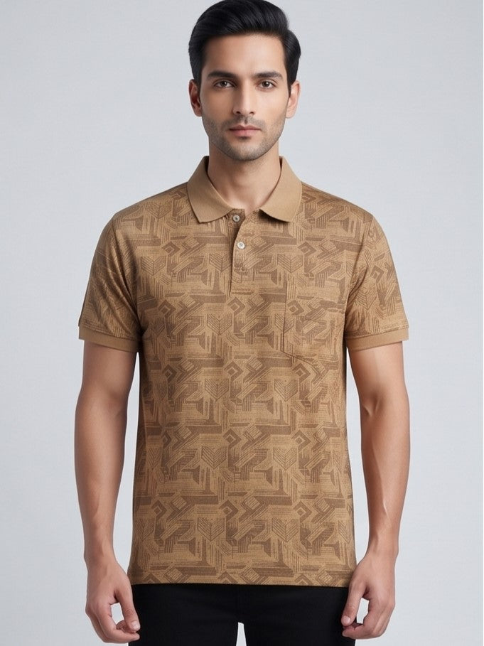 Men Brown Color Solid Polo T-Shirt