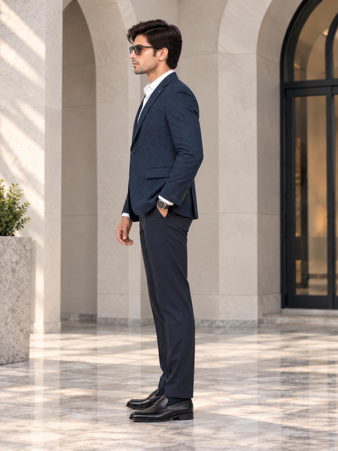 Men’s Full Sleeve Check Pattern Blazer