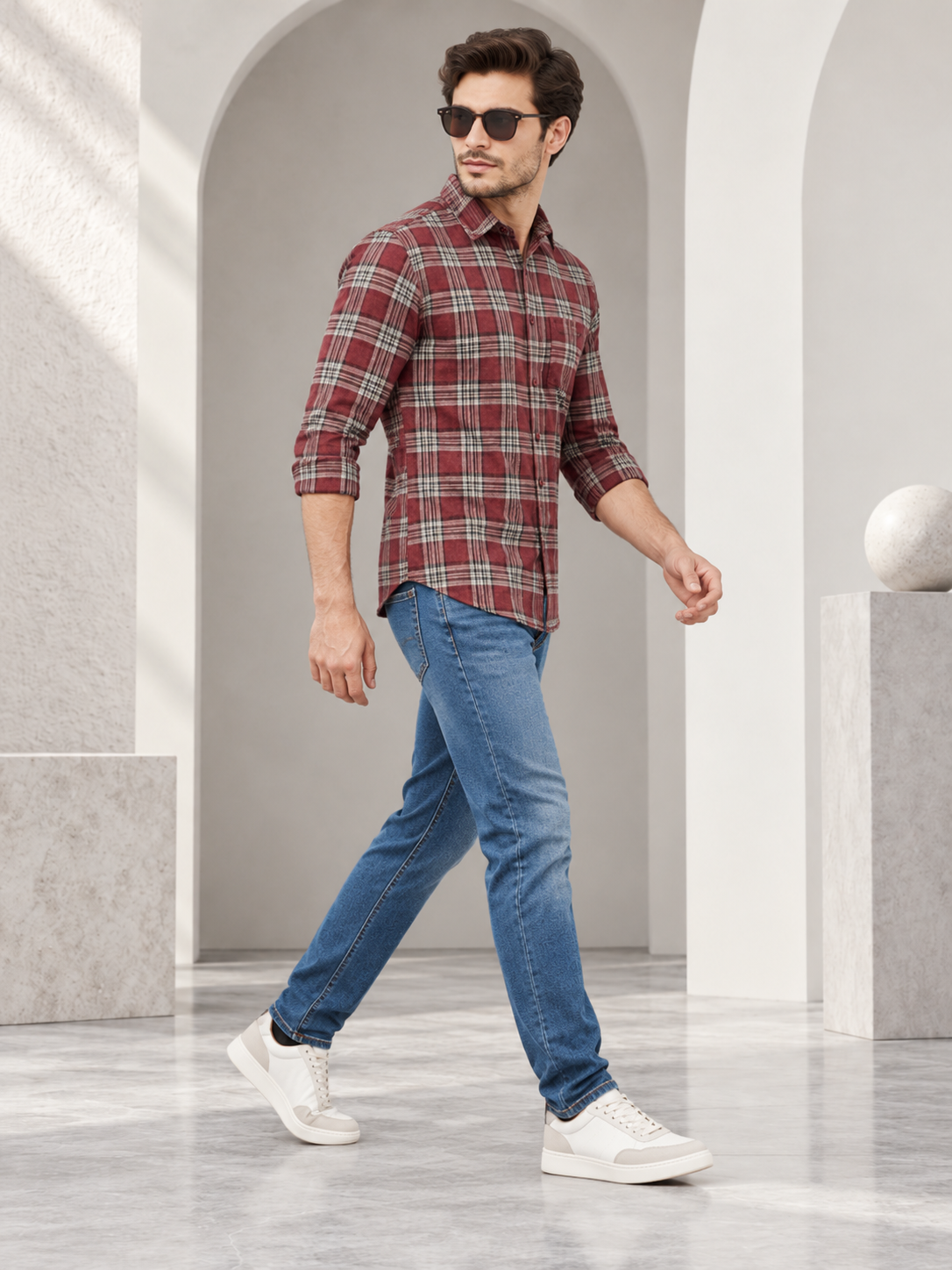 Men’s Premium Solid Casual Check Shirt