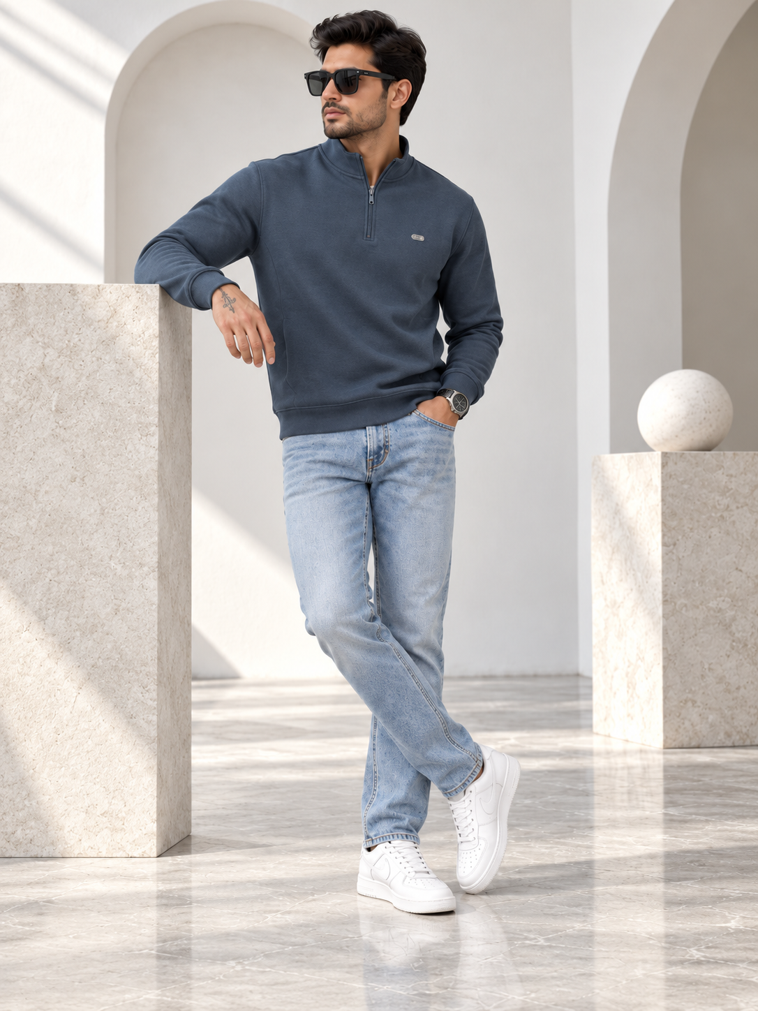 Navy Colour Regular Fit  Primium Sweatshirt