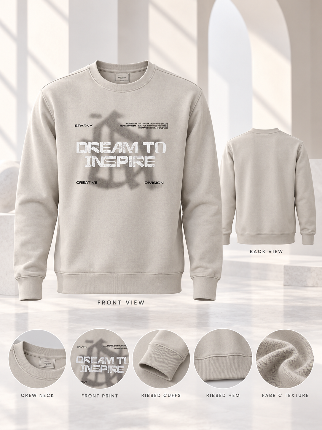 Men Grey Colour Round Neck Premium Sweatshirt