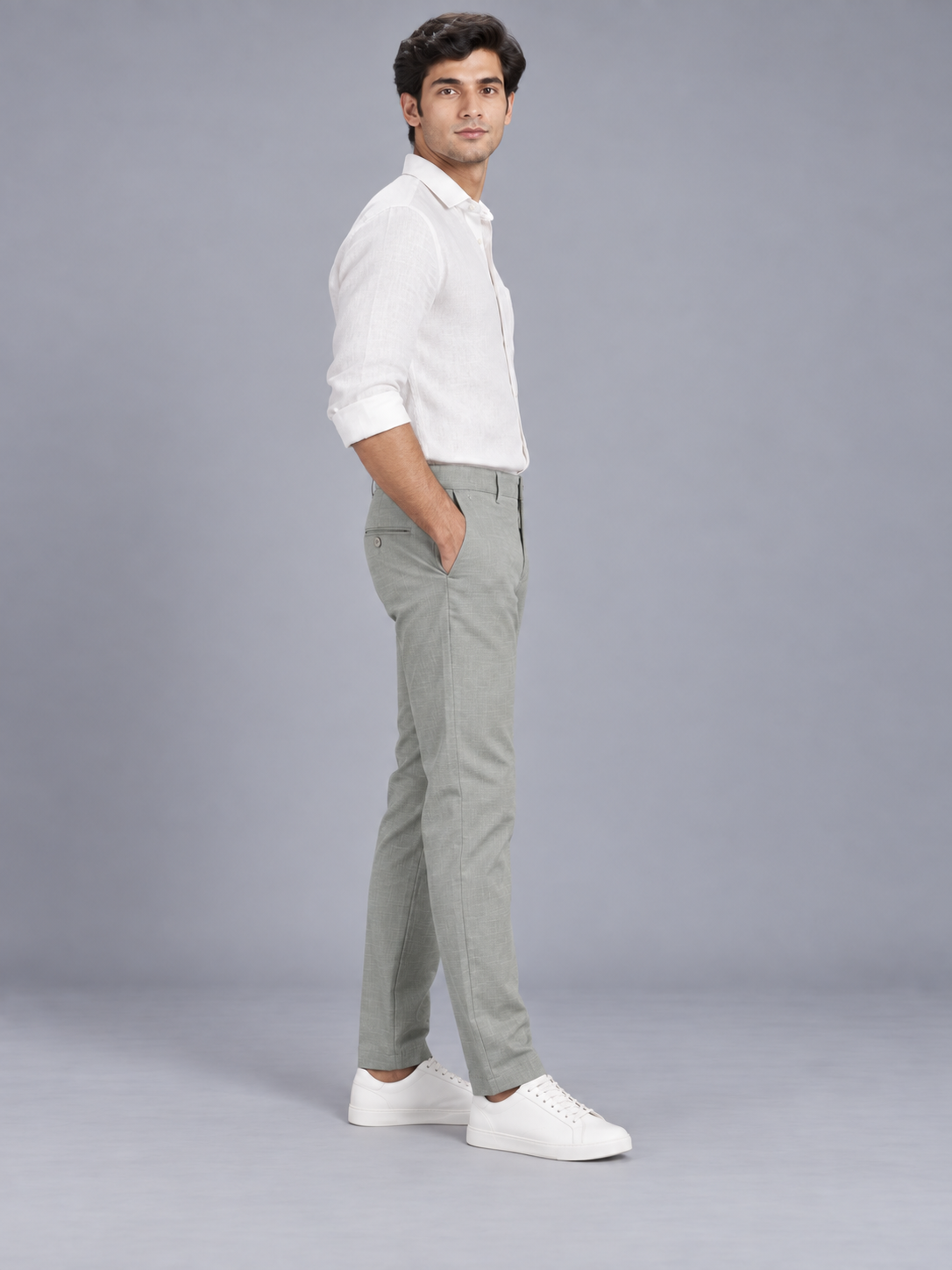 Men’s Premium Light Grey Colour Slim Fit Formal Trousers