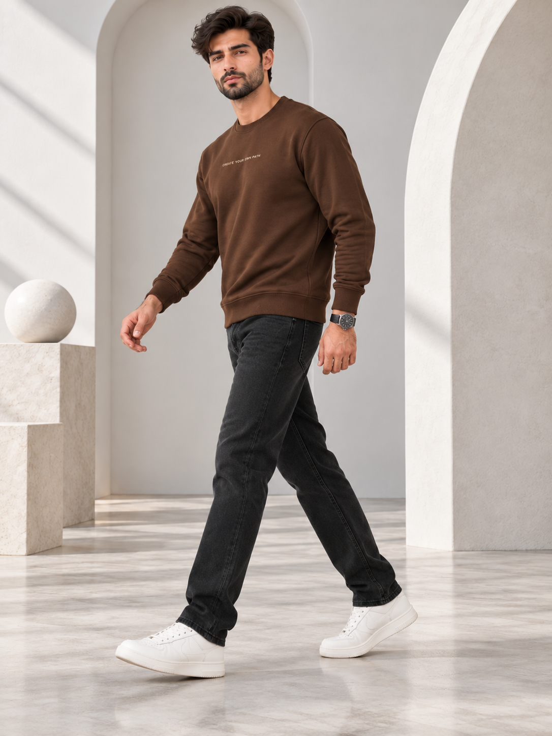 Brown Colour Regular Fit  Primium Sweatshirt