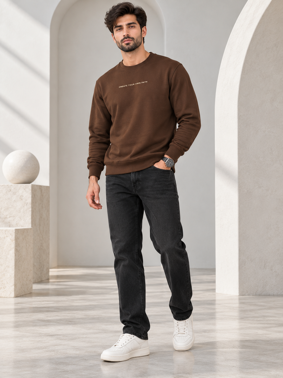Brown Colour Regular Fit  Primium Sweatshirt