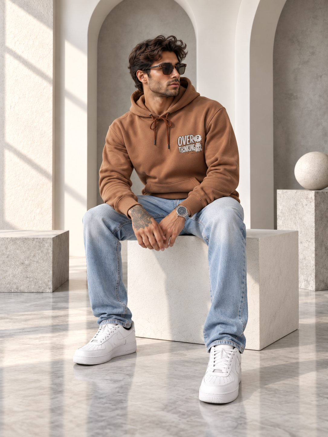 Rust Colour Regular Fit  Primium Hooded Sweatshirt