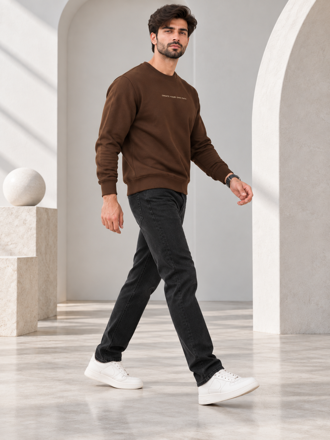 Brown Colour Regular Fit  Primium Sweatshirt