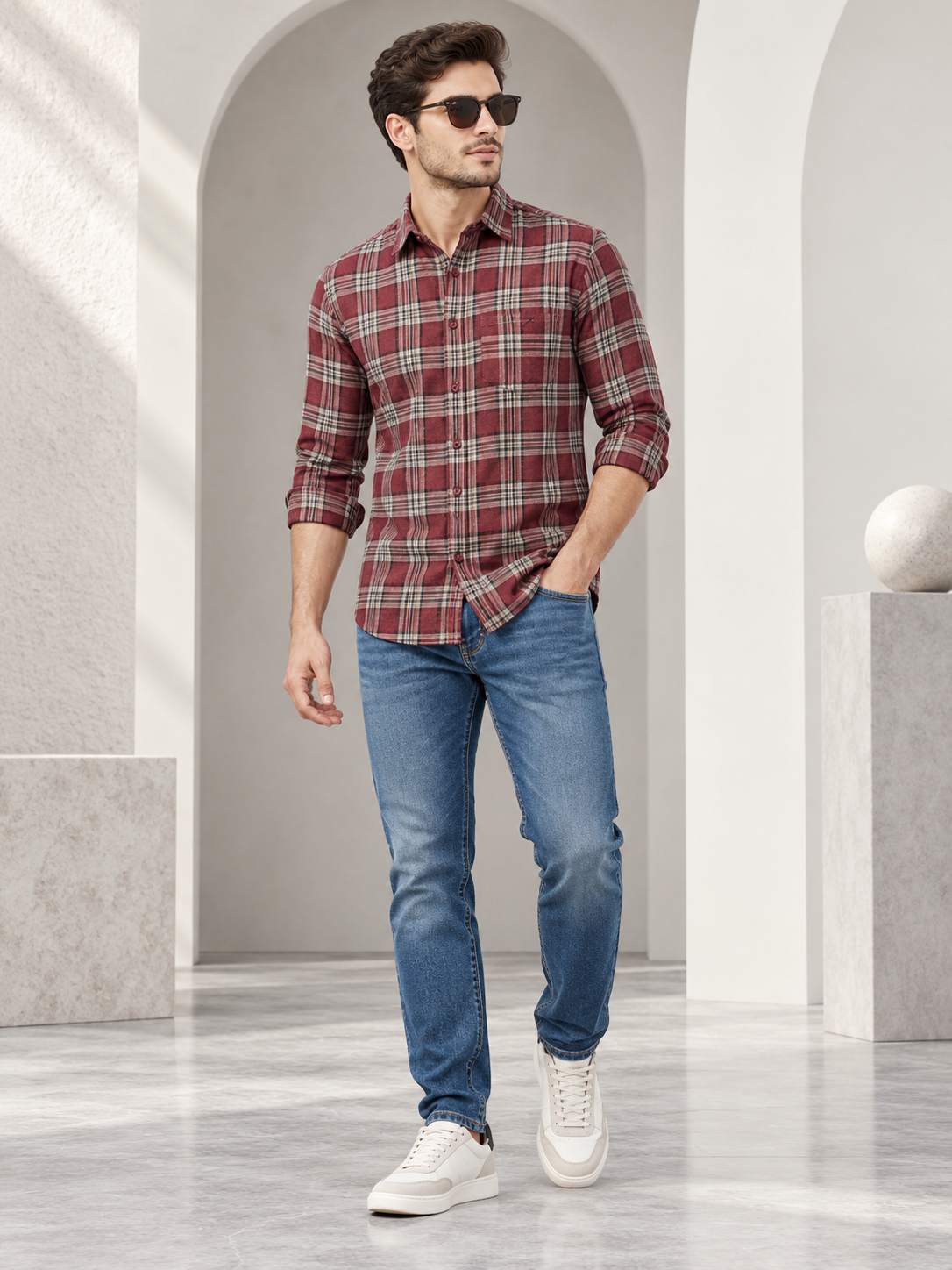 Men’s Premium Solid Casual Check Shirt
