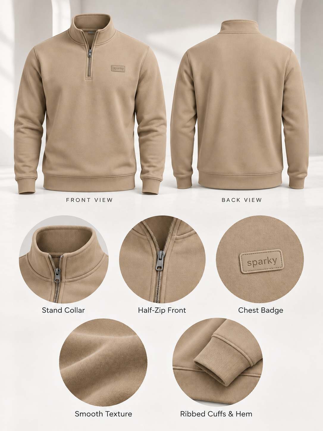 Beige Colour Regular Fit  Primium Sweatshirt