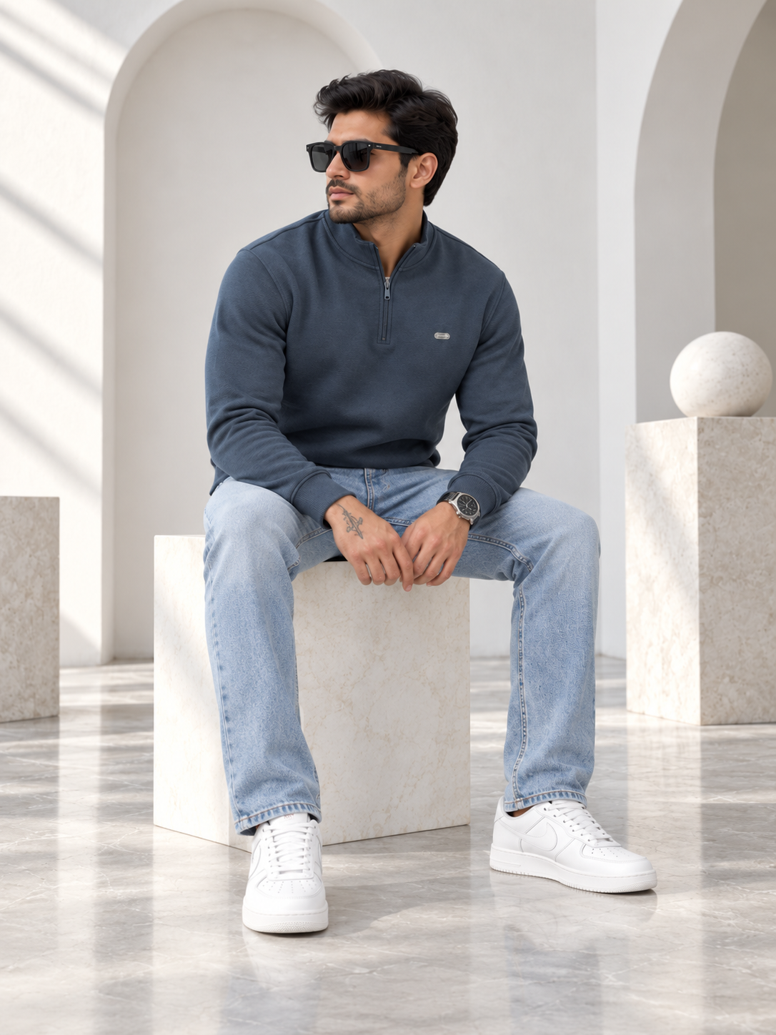 Navy Colour Regular Fit  Primium Sweatshirt