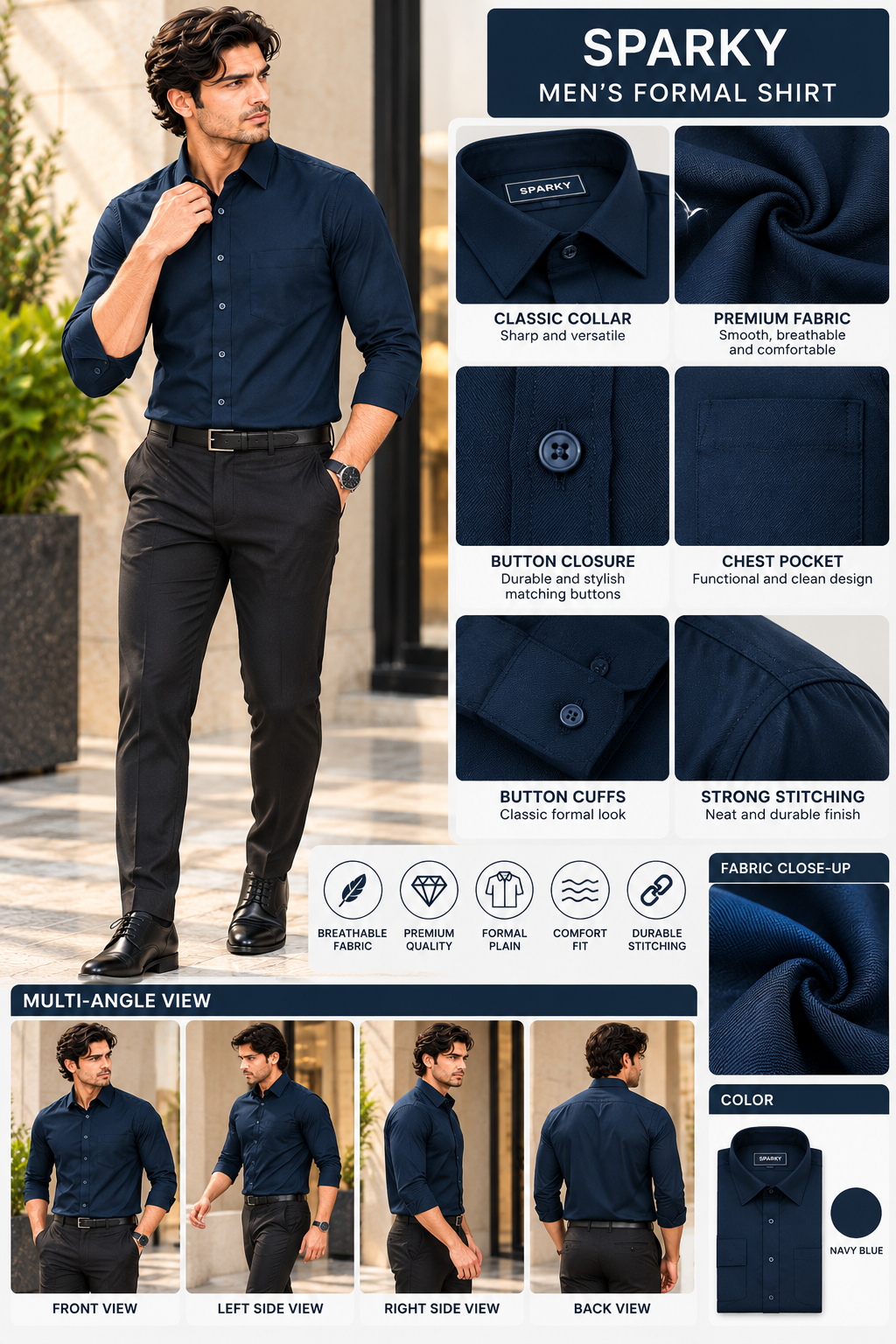 Men’s Premium Plain Full Sleeve Formal Shirt