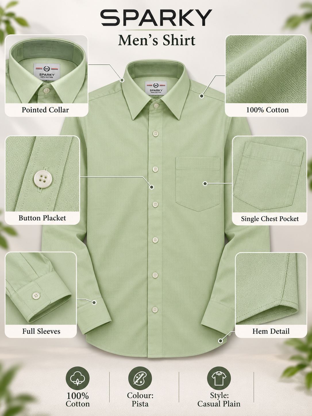 Men’s Stylish Plain Casual Shirt