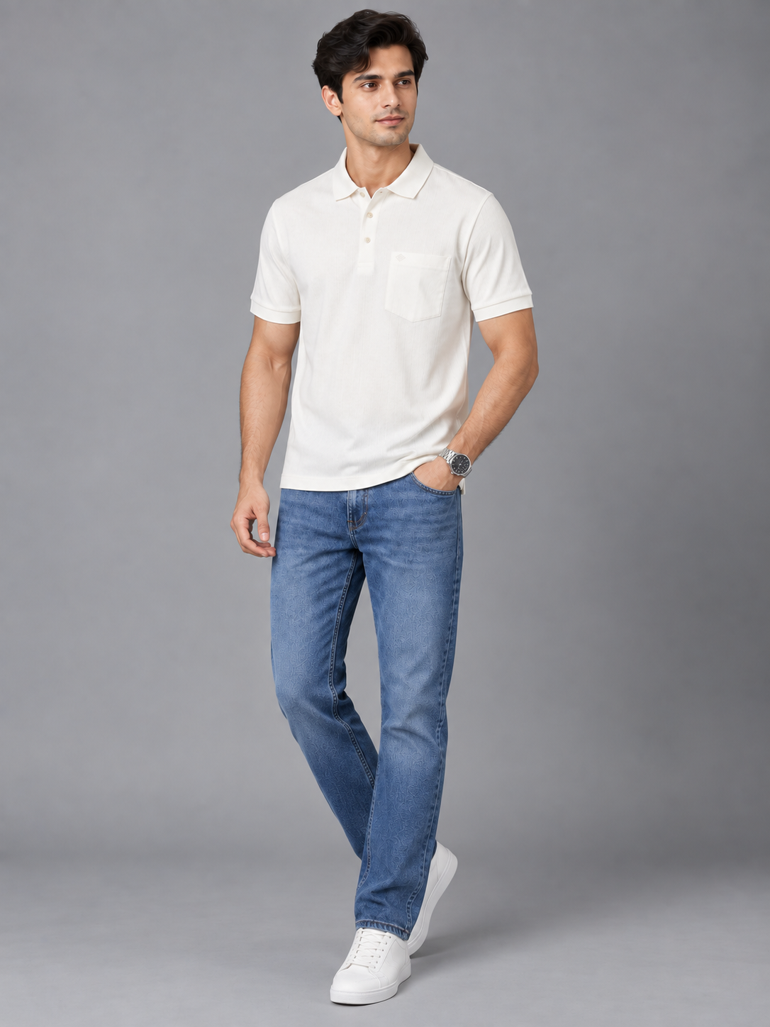 Men White Colour Premium Solid Polo T-Shirt