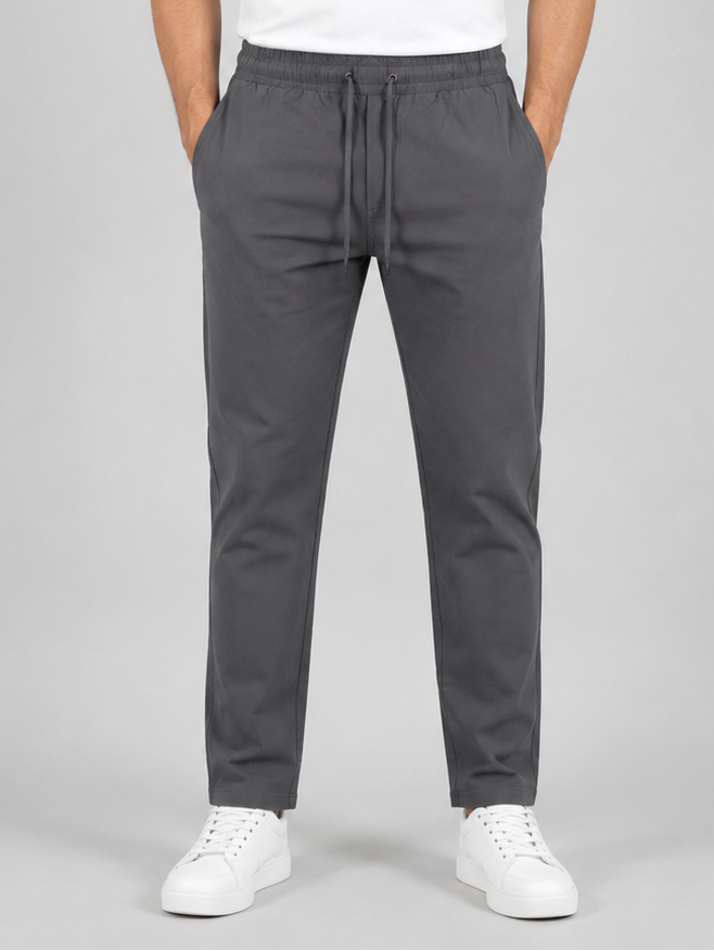 Men Dark Grey Color Solid Primium lower