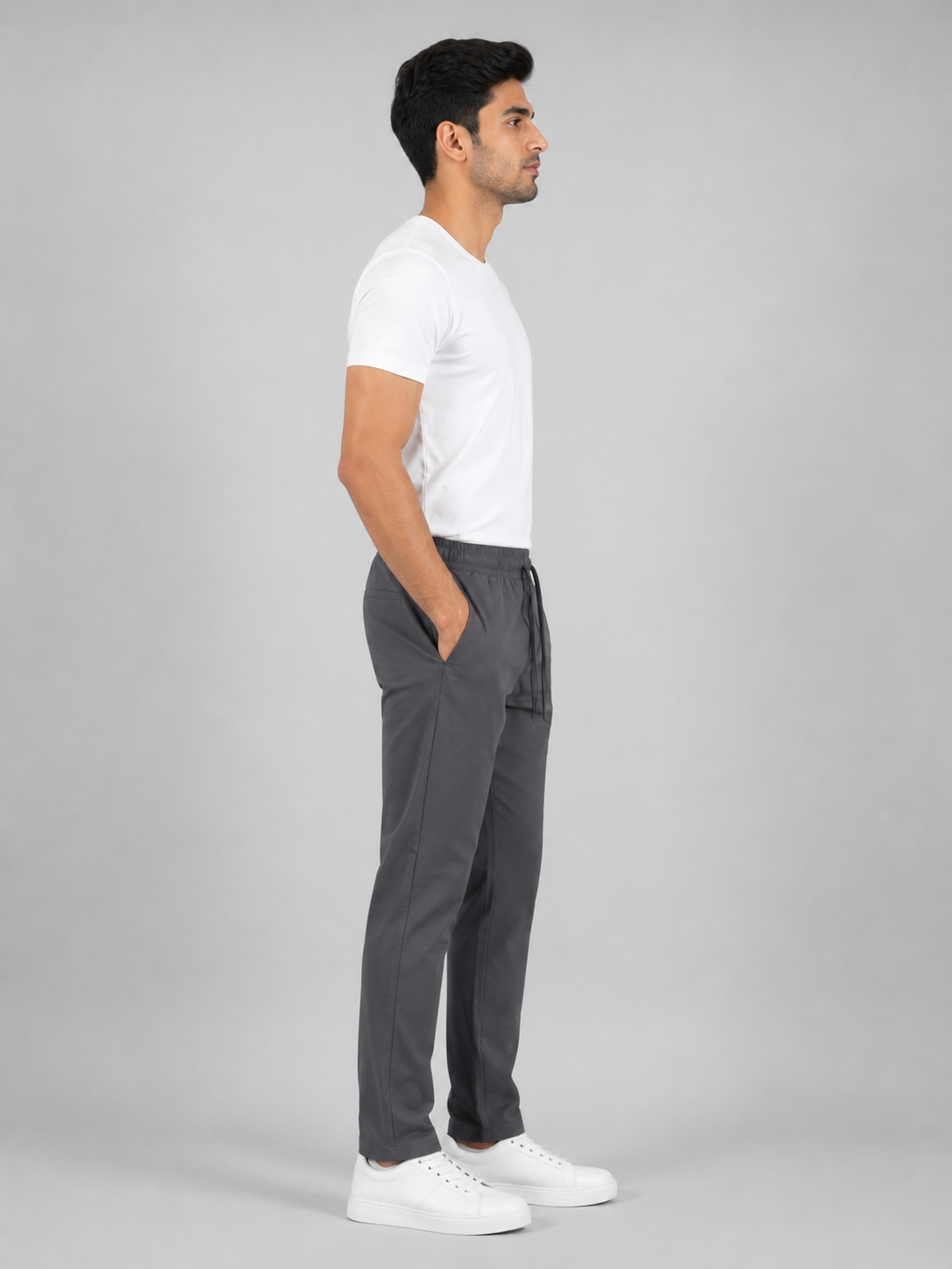 Men Dark Grey Color Solid Primium lower