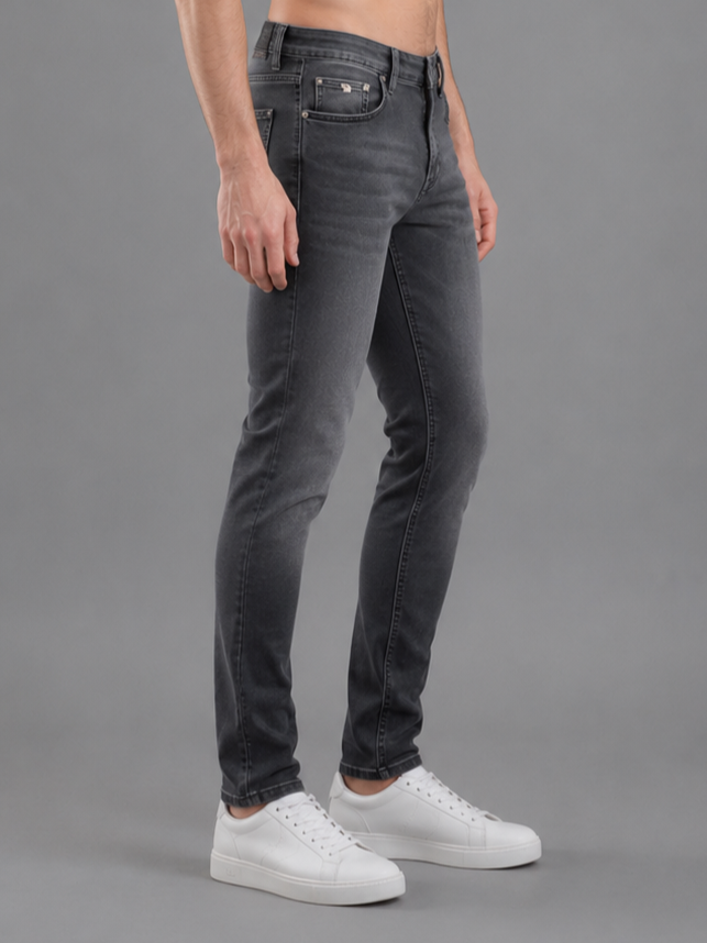 Men Narrow Fit Dark Grey Jeans