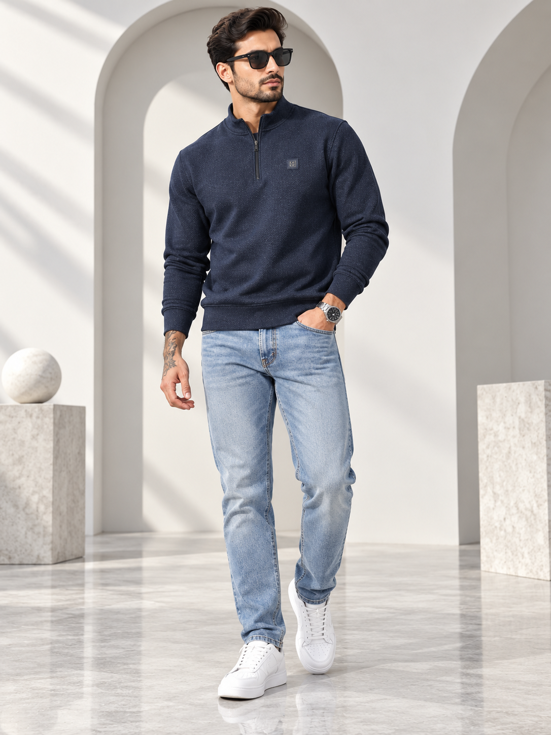 Navy Colour Regular Fit  Primium Sweatshirt
