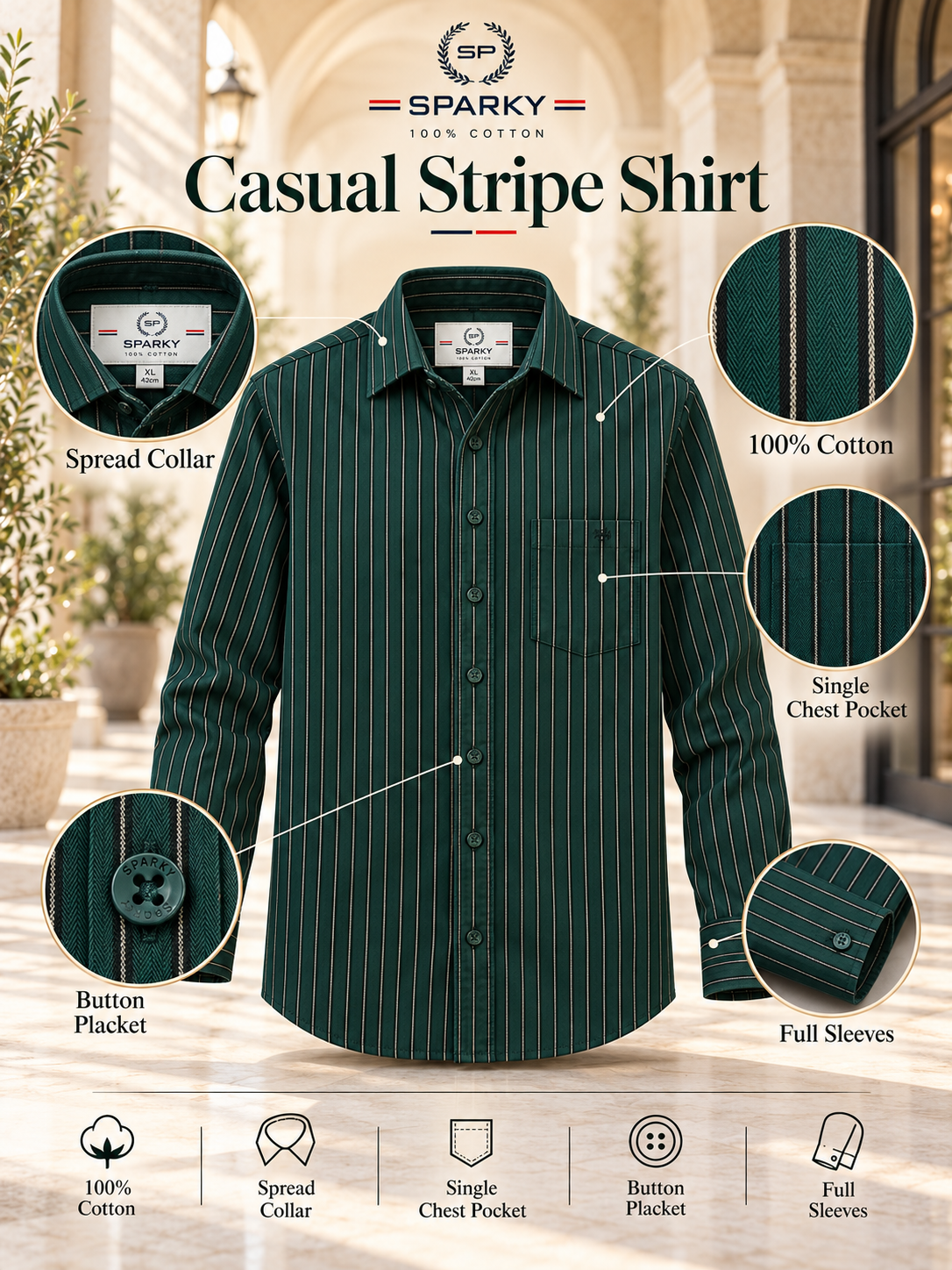 Men Regular Fit Full Sleeve Casual Shirt