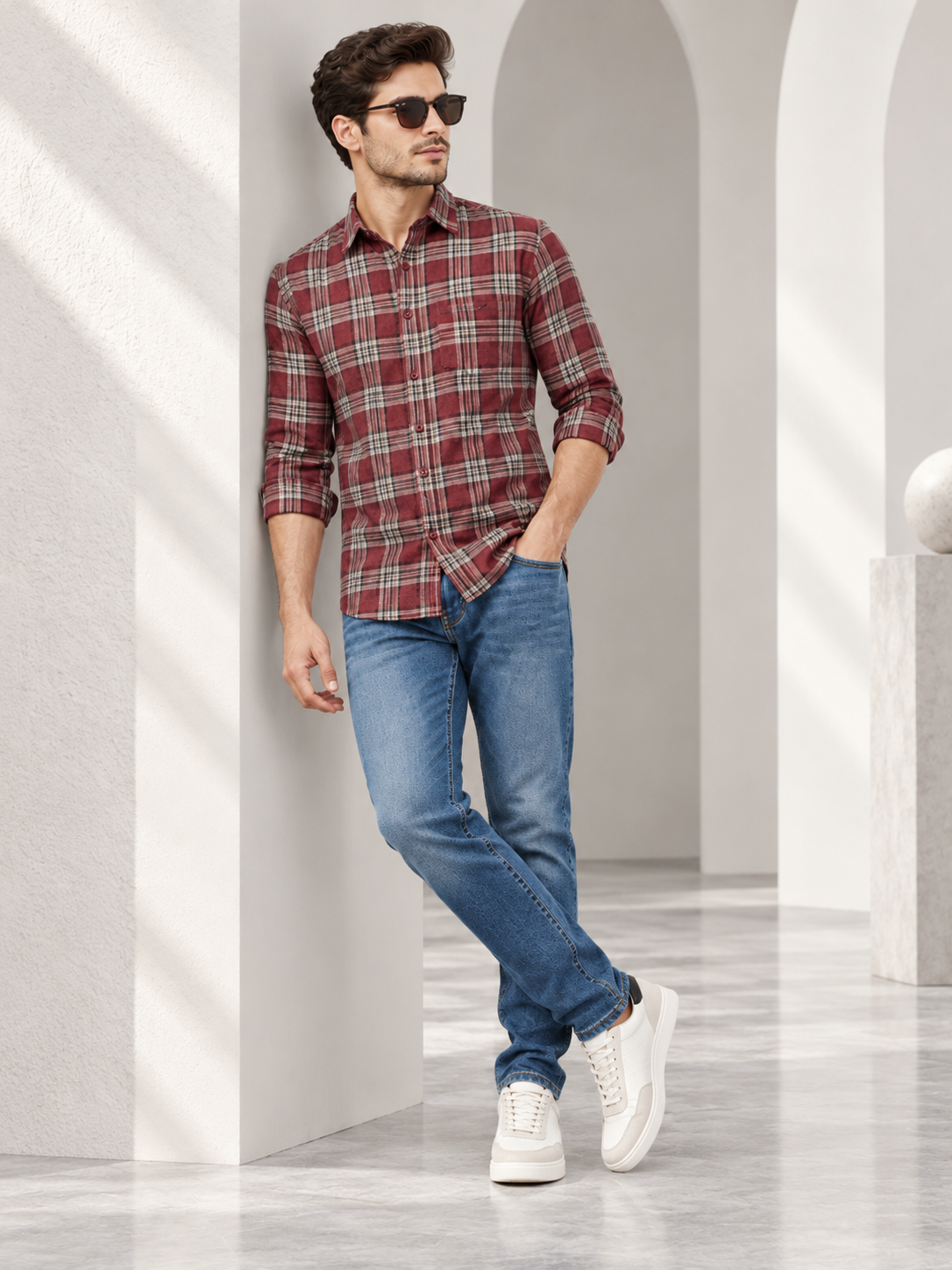 Men’s Premium Solid Casual Check Shirt